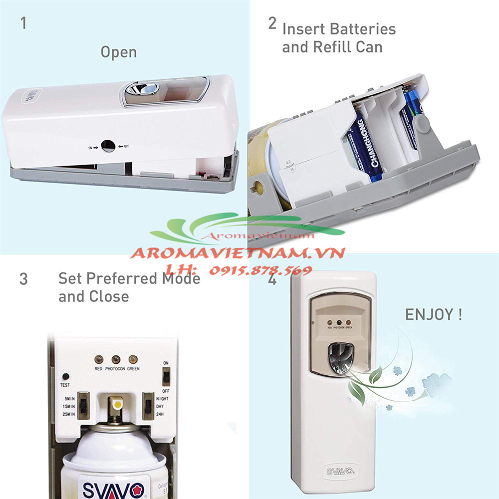 CÁCH LẮP ĐẶT VÀ SỬ DỤNG MÁY XỊT PHÒNG TỰ ĐỘNG SVAVO